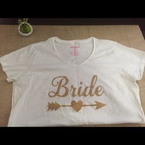 ‘Bride’ White & Gold T-Shirt, size L